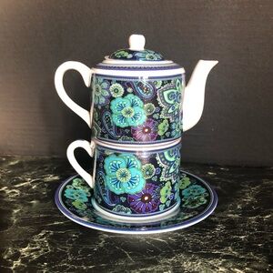 Vera Bradley By Barnes & Noble Tea For One Tea Pot Set - Blue Rhapsody